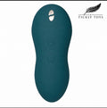 A dark teal silicone personal massager by Tickly Toys, shown vertically on a white background with the brand logo in the top right corner.