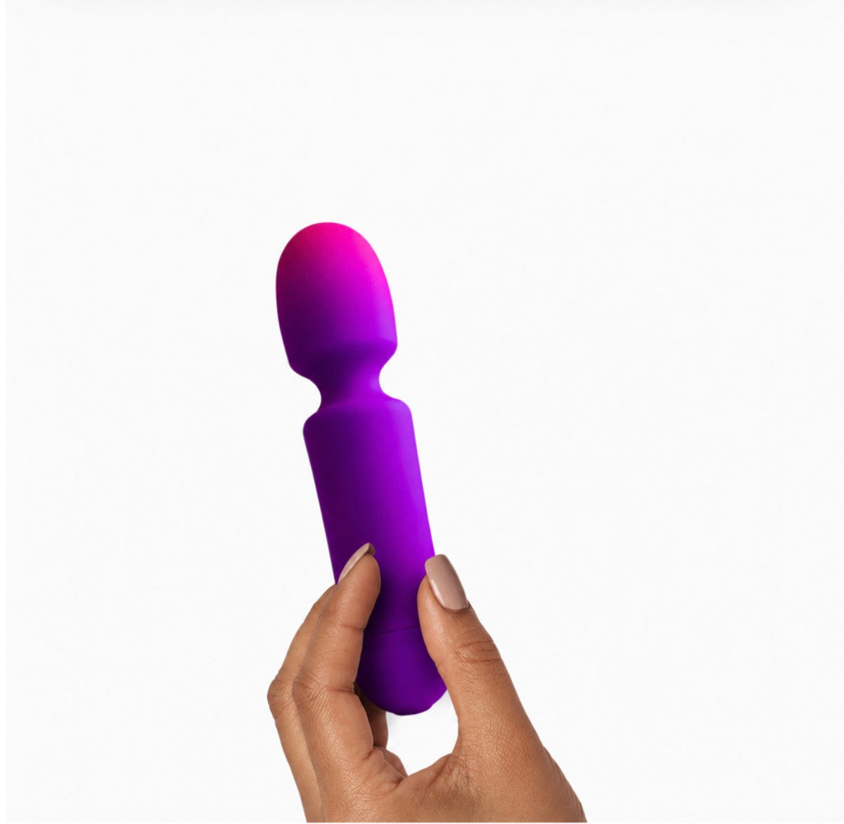 A purple and magenta silicone personal massager