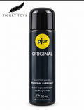 A 30 mL black bottle of Pjur Original silicone-based personal lubricant, shown against a plain white background with a Tickly Toys watermark in the top-left corner.